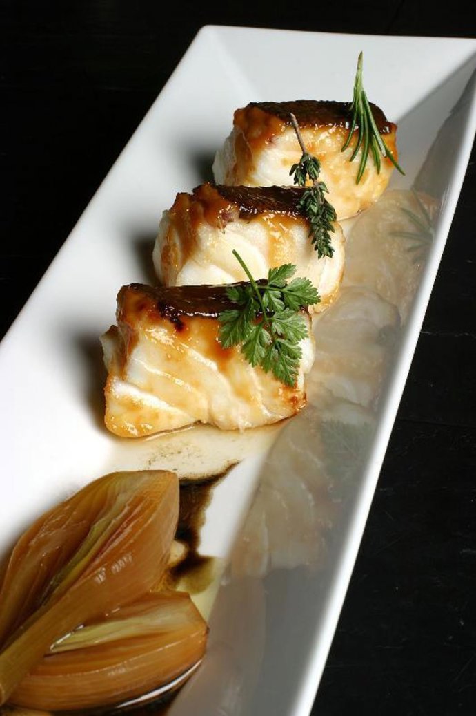 Plato cocinado de bacalao.