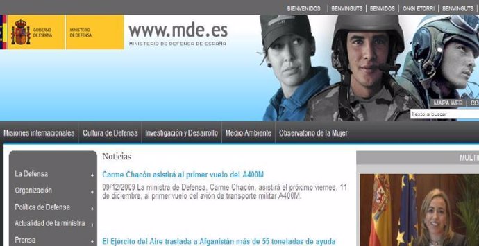 Web Ministerio de Defensa