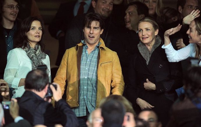 Tom Cruise, Katie Holmes y Cameron Diaz, en el Sánchez Pijuán