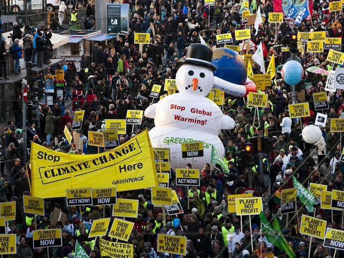 Manifestación contra cambio climático Copenhage
