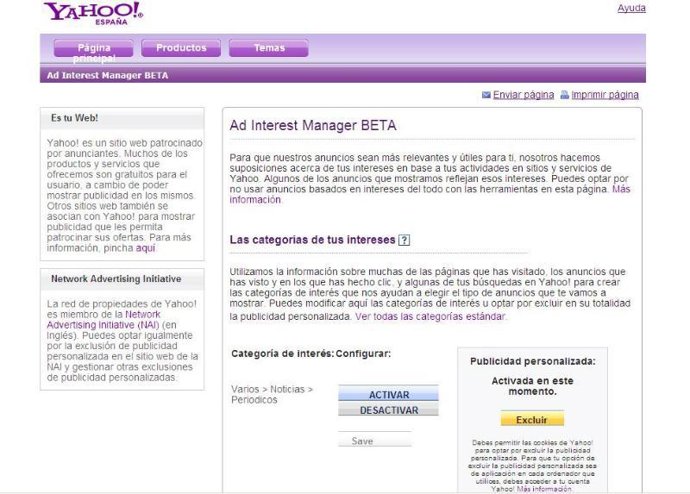 Yahoo Ad Interest Manager
