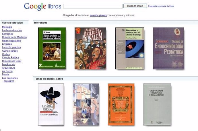 Pantalla de Google Libros