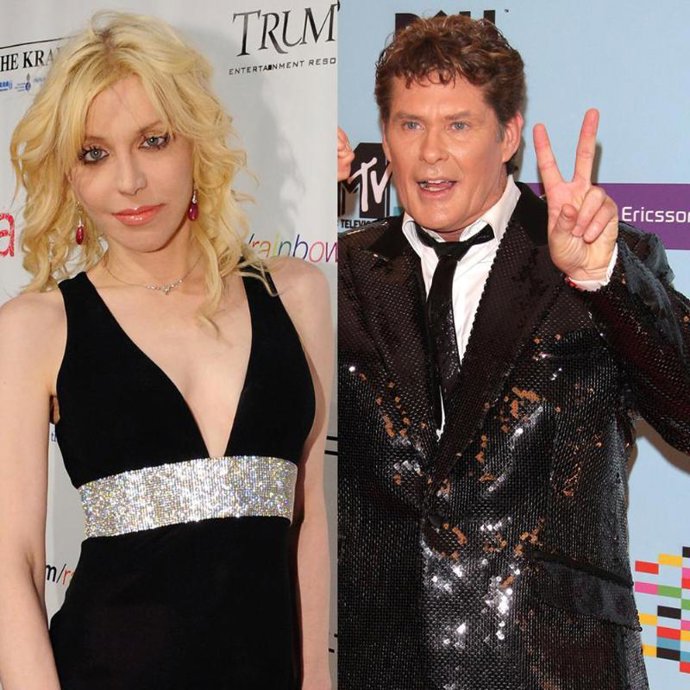 La cantante Courtney Love y el actor David Hasselhoff
