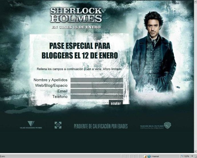 Pase especial para bloggers para Sherlock Holmes