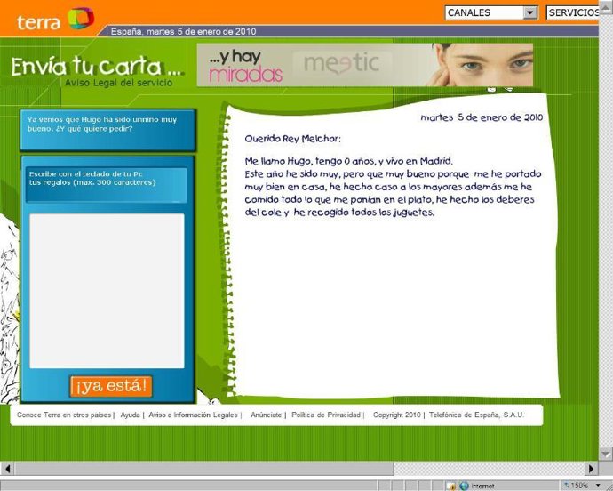 Carta a los Reyes Magos, en Terra