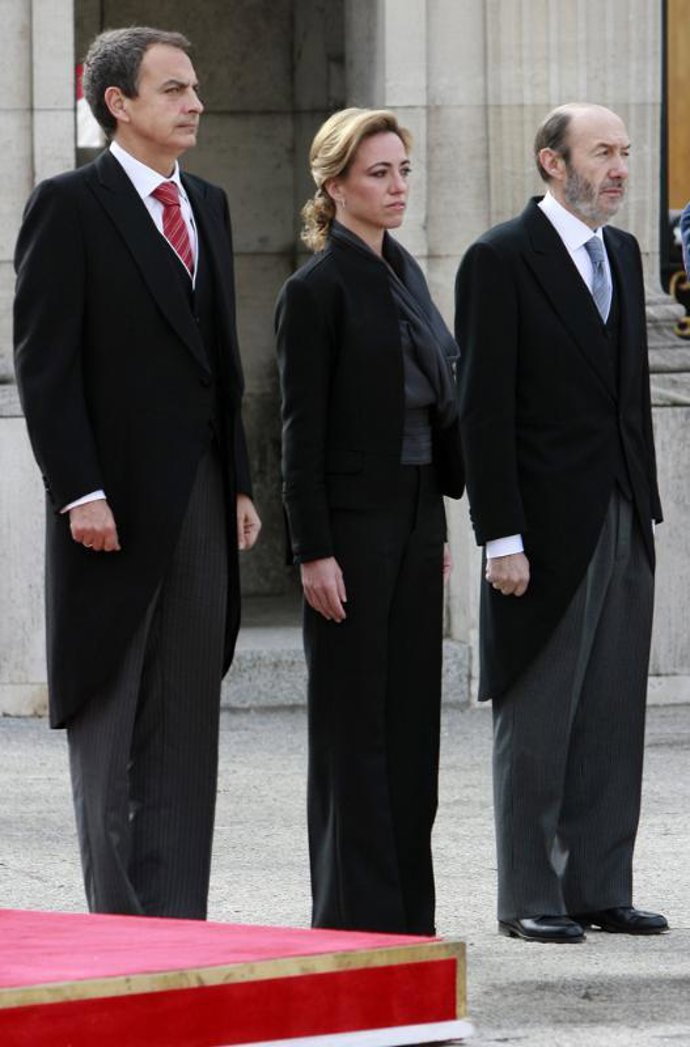 Carme Chacón, Zapatero y Rubalcaba en la Pascua Militar