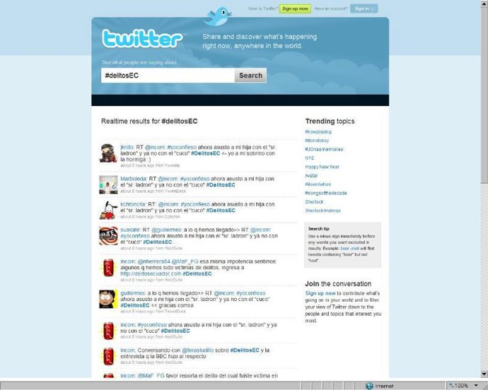 Delitos denunciados en Twitter 