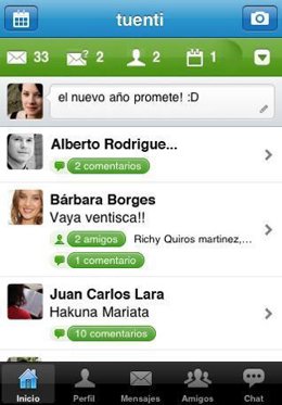 Pantalla de Tuenti para iPhone e iPod Touch