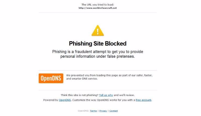 Sitio web de phising bloqueado