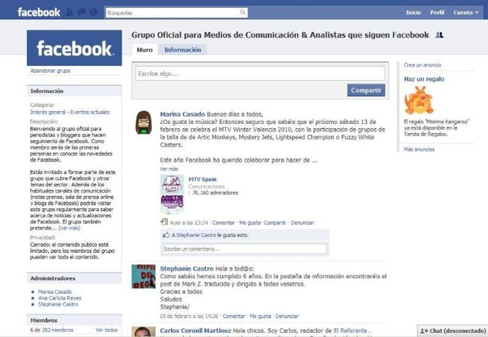 Facebook pantallazo FEB 2010