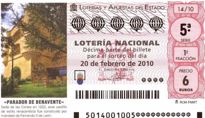 Imagen Del Décimo De Lotería Del Próximo Sábado