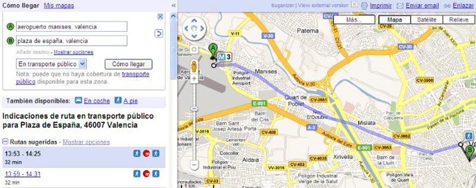 Google Transit Valencia