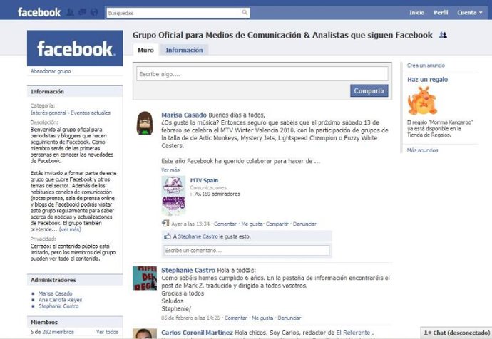 Facebook pantallazo FEB 2010