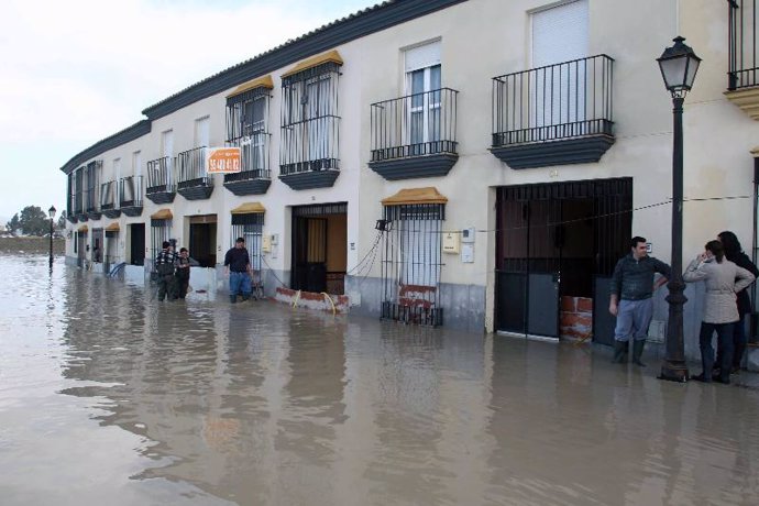 Inundaciones en Lora por la crecida del Guadalquivir