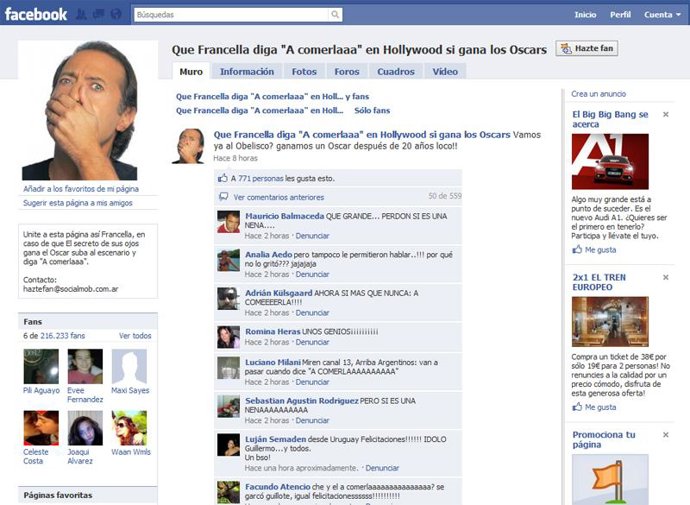 Página De Fans De Guillermo Francella En Facebook