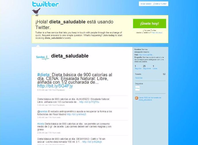 Sanitas propone una dieta en Twitter y Facebook