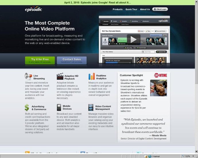 Plataforma de vídeo empresarial 'Episodic'.