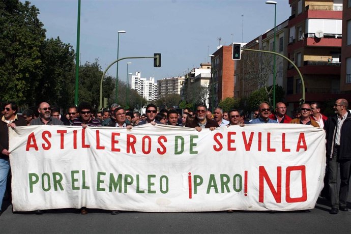 Momento De La Manifestación De Astilleros En Hytasa