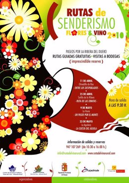 Cartel De Las Rutas De Senderismo 'Flores Y Vino'