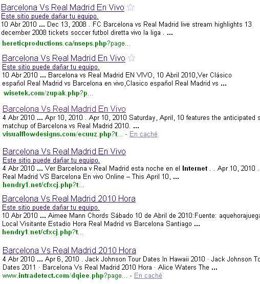 Enlaces a webs falsas para la retransmisión del partido.