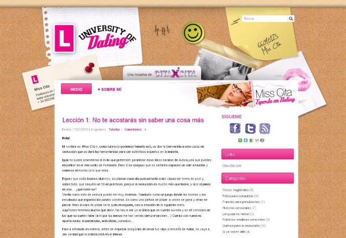 Blog de CitaxCita, 'University of Dating'.