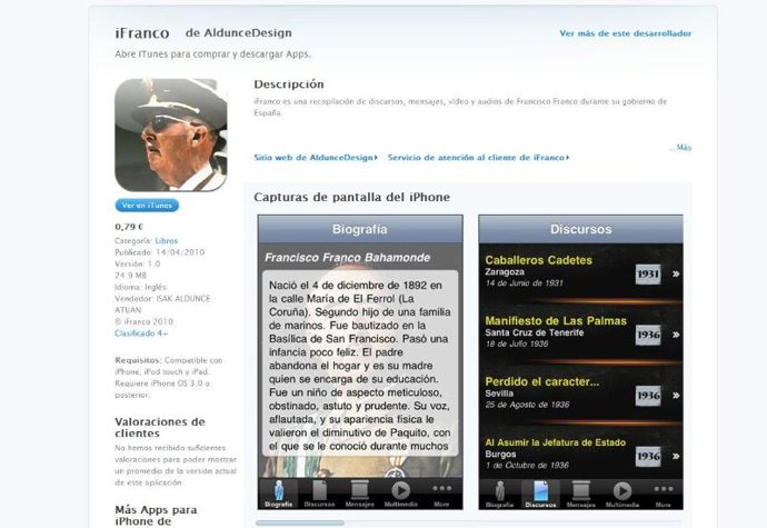 Aplicación para iPhone, iFranco.