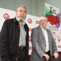 secretarios generales de CC.OO. y UGT, Ignacio Fernández Toxo y Cándido Méndez