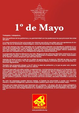 Octavilla Con El Manifiesto Del PCA Con Motivo Del Primero De Mayo