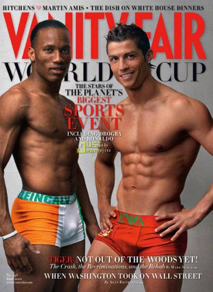 Los Futbolistas Didier Drogba Y Cristiano Ronaldo Posan Para La Portada De 'Vani