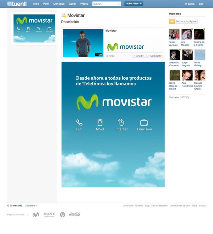 Tuenti Páginas Movistar