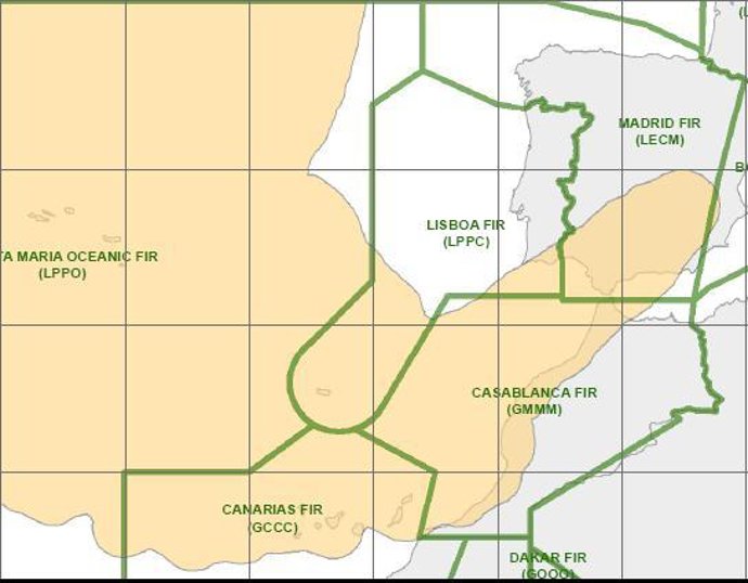 Mapa De Eurocontrol Donde Se Ve La Situación De La Nube Sobre Las Islas Canarias