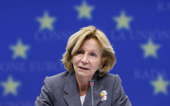 La ministra de Economía, Elena Salgado, en RDP en Bruselas