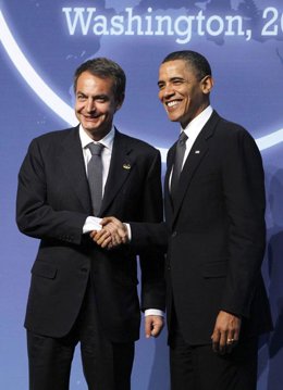 Zapatero y Obama se saludan en el foro nuclear de Washington
