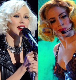 Montaje De Las Cantantes Christina Aguilera Y Lady Gaga