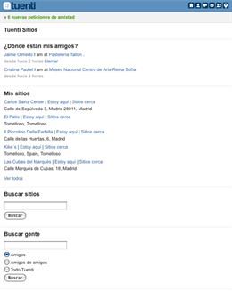 Herramienta de geoposicionamiento de Tuenti para móviles