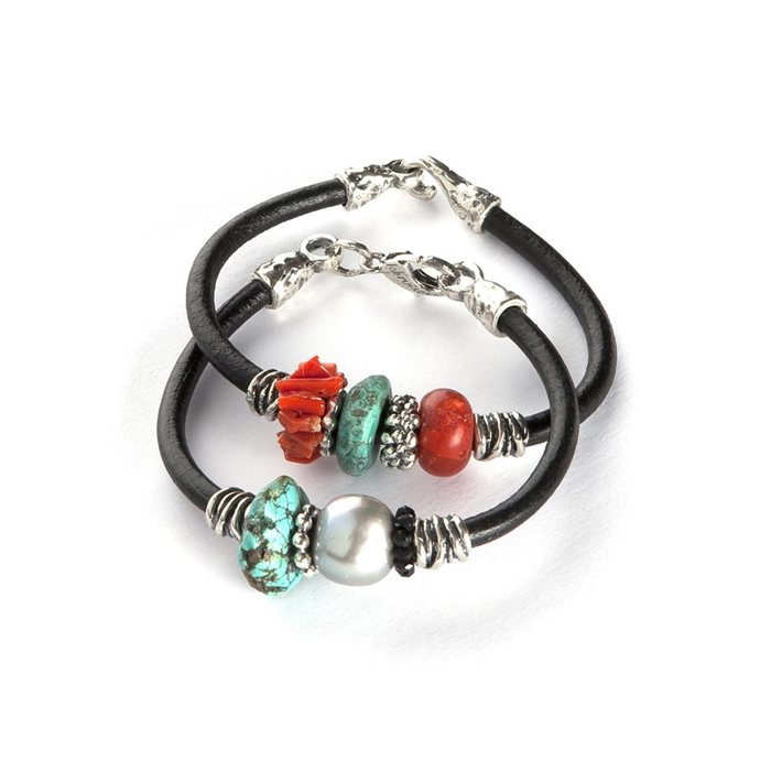 Pulsera de turquesa y coral