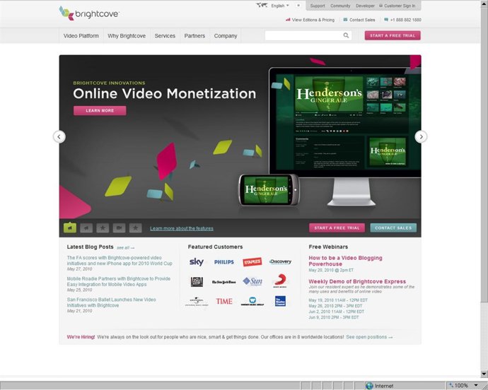 Página web de Brightcove.