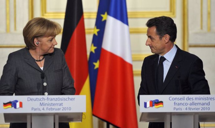 Merkel y Sarkozy en la cubre franco-germana