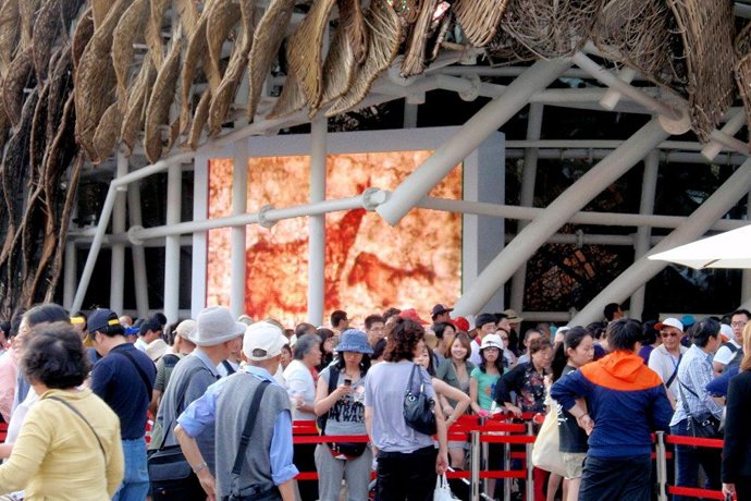 Proyección del vídeo de Altamira en la Expo