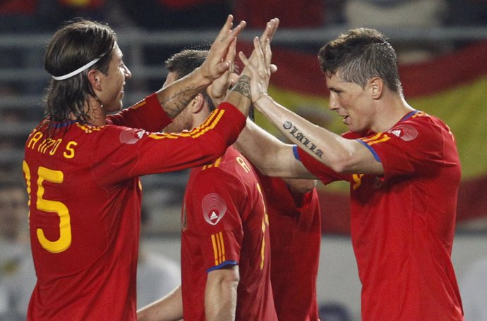 Torres celebra el quinto gol