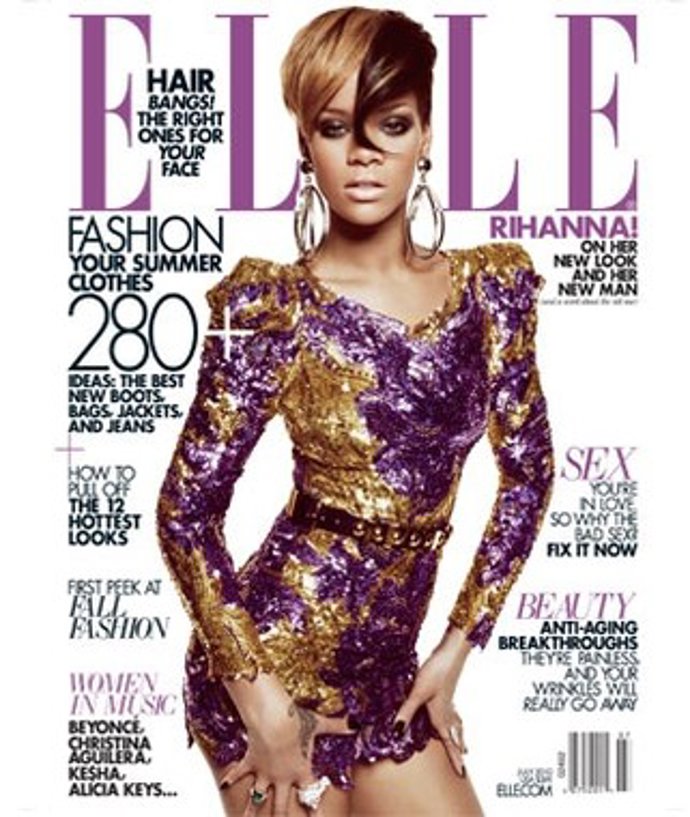 La cantante de R&B Rihanna en la portada de la revista 'Elle'