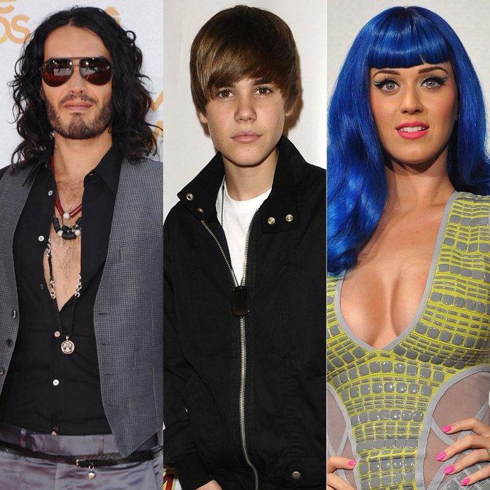 Russell Brand, Justin Bieber, Katy Perry
