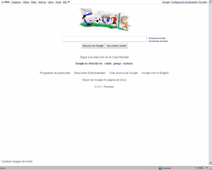 Página de inicio de Google.