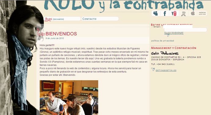 Captura de la web de Rulo y la Contrabanda
