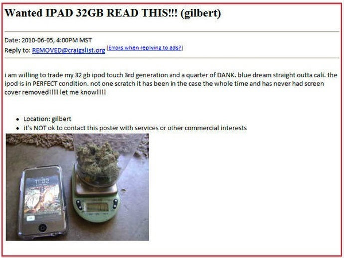 Anuncio marihuana por iPad