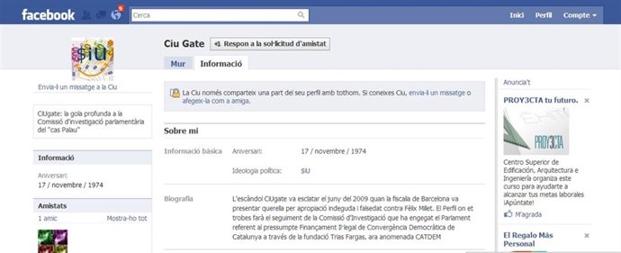 Grupo anónimo de Facebook sobre el caso Millet