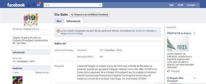 Grupo anónimo de Facebook sobre el caso Millet