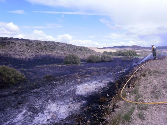 Imagen del incendio sofocado en El Busto.