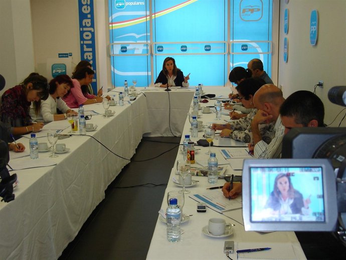 Cuca Gamarra, durante el desayuno informativo