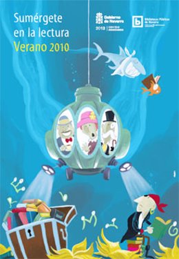 Cartel del programa de 'bibliopiscinas' del Gobierno de Navarra.